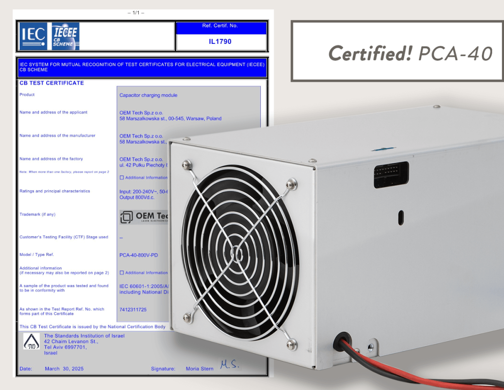 Получен новый сертификат для PCA-40-800V